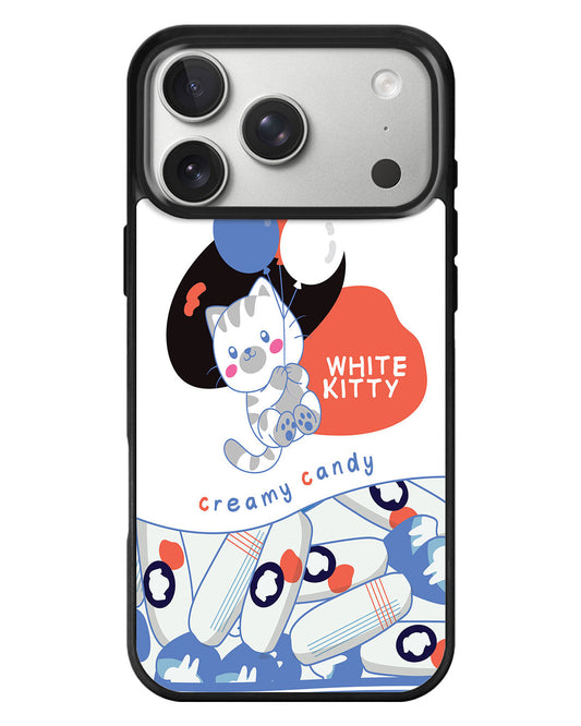 iPhone Standee Grip Case - White Kitty
