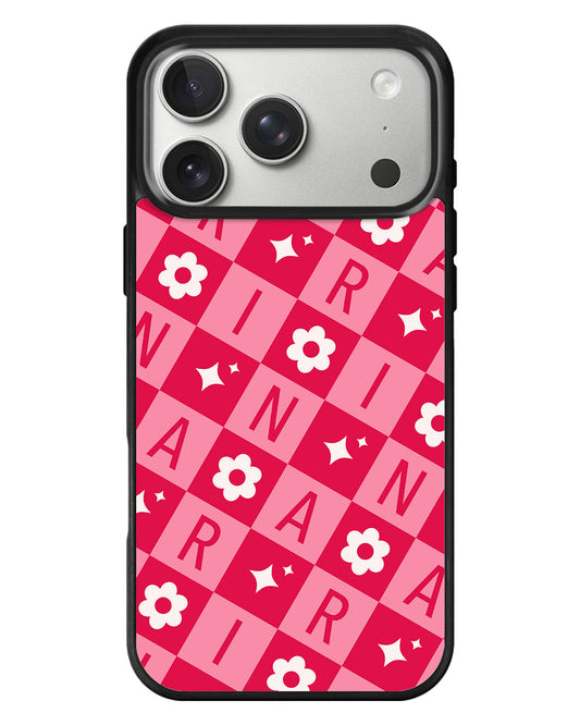 iPhone Standee Grip Case - Flower Grid Monogram 1.0