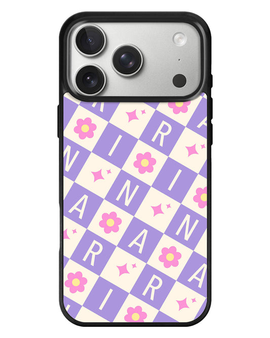 iPhone Standee Grip Case - Flower Grid Monogram 3.0