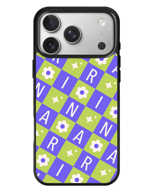 iPhone Standee Grip Case - Flower Grid Monogram 5.0