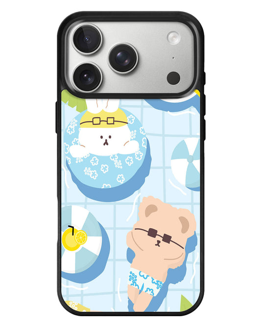 iPhone Standee Grip Case - Poodle Party Blue