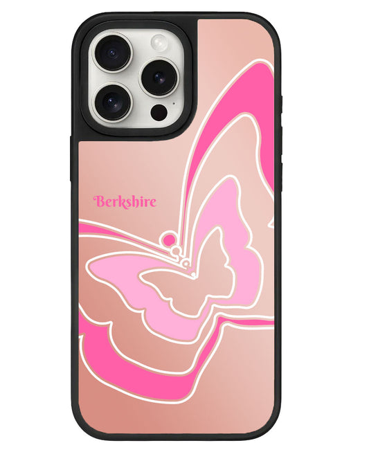 iPhone Mirror Grip - กระจกทรงผีเสื้อสีชมพู