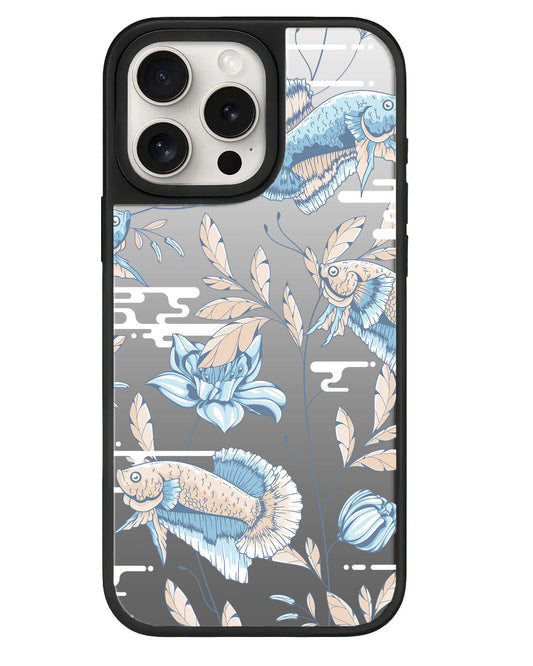 ที่จับกระจกสำหรับ iPhone - ลายปลาและดอกไม้ 4.0