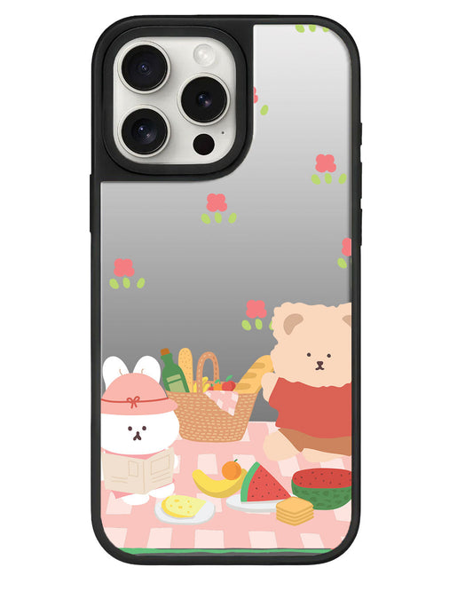 ที่จับกระจกสำหรับ iPhone - Picnic Bear สีชมพู