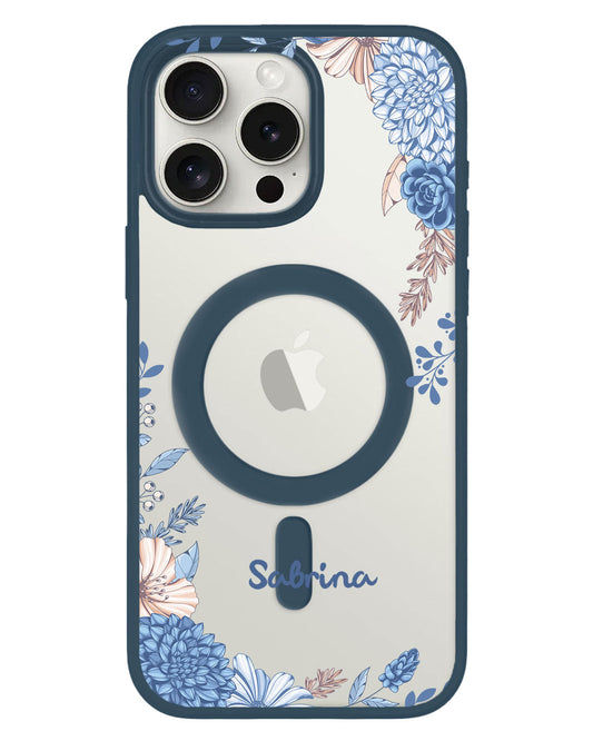 iPhone Rearguard Hybrid - ลายดอกไม้สีน้ำเงิน