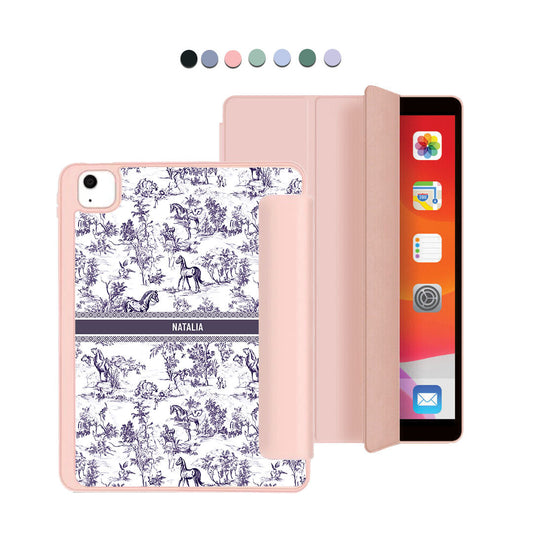 ฝาพับอะคริลิกสำหรับ iPad - ผ้า Toile du Juoy ลายม้า