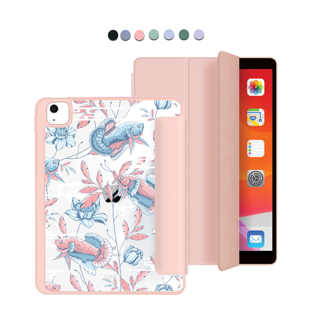 ฝาพับอะคริลิกสำหรับ iPad - ลายปลาและดอกไม้ 3.0