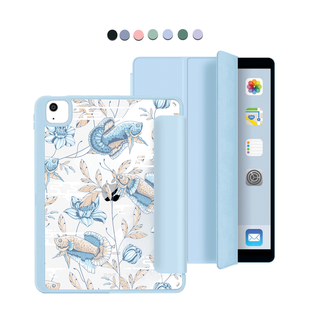 ฝาพับอะคริลิกสำหรับ iPad - ลายปลาและดอกไม้ 4.0