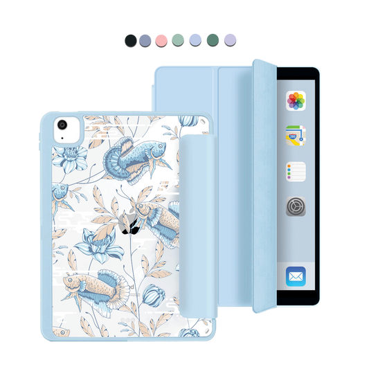 ฝาพับอะคริลิกสำหรับ iPad - ลายปลาและดอกไม้ 4.0