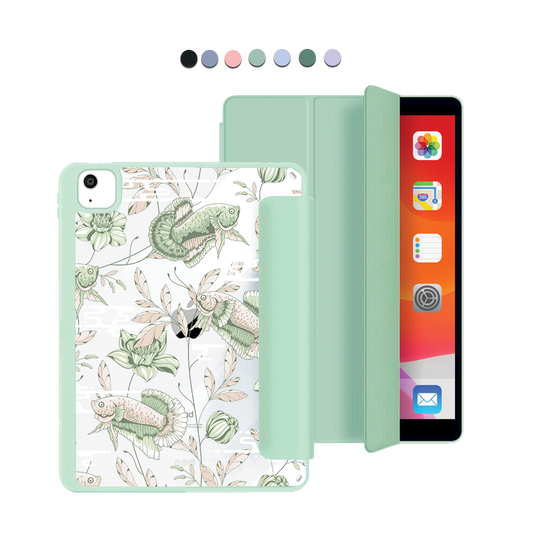 ฝาพับอะคริลิกสำหรับ iPad - ลายปลาและดอกไม้ 6.0