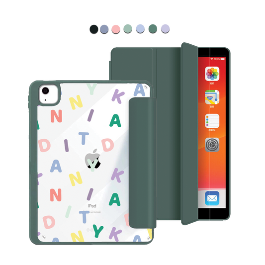 ฝาพับอะคริลิกสำหรับ iPad - พิมพ์ลายโมโนแกรม 2.0 สีรุ้งแบบกำหนดเอง