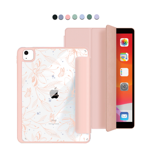 ฝาพับอะคริลิกสำหรับ iPad - ลายดอกไม้และผีเสื้อ 1.0