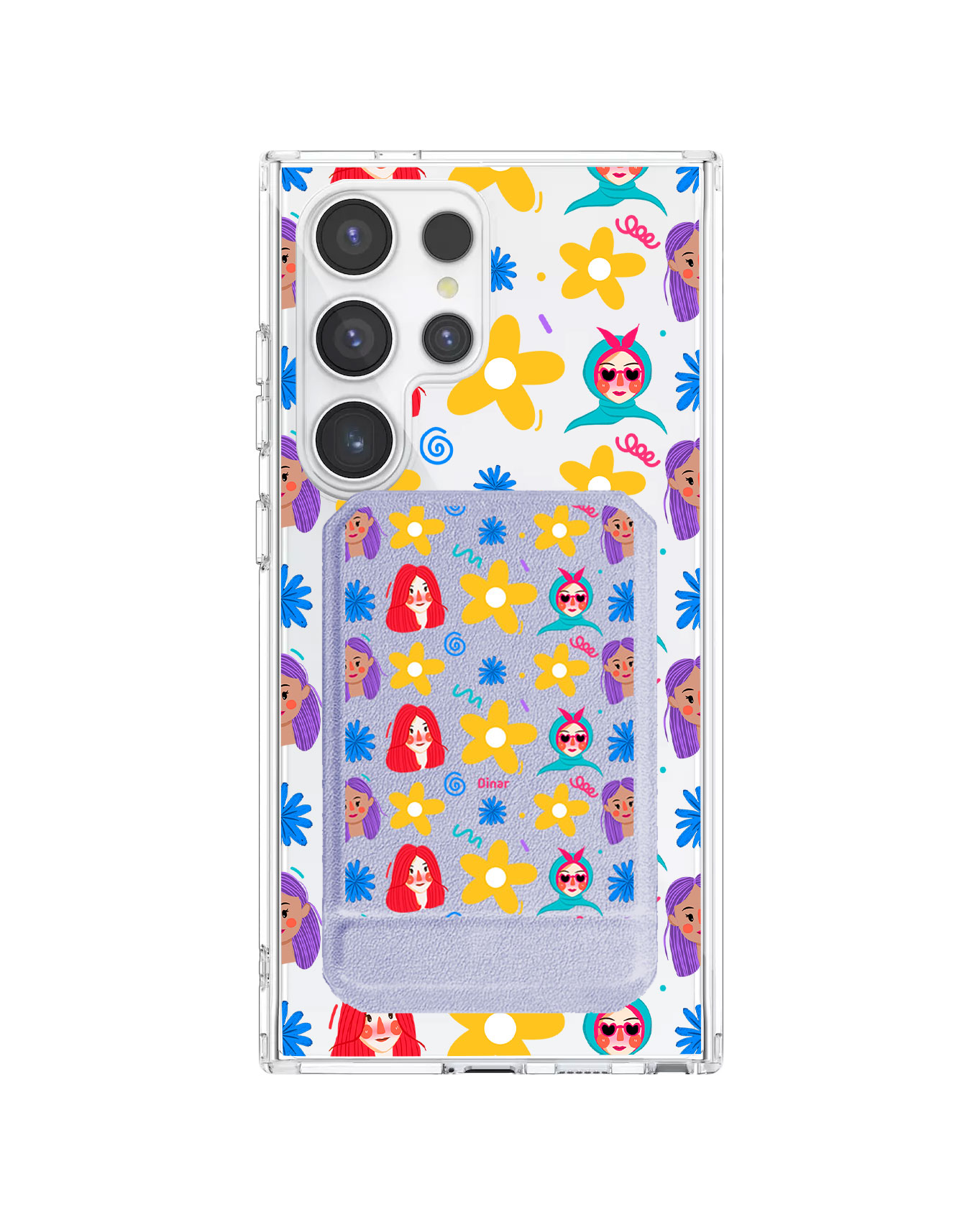 Android Magnetic Multifold Wallet - Daisy Faces