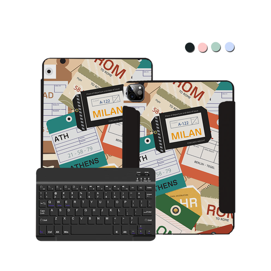 ฝาพับคีย์บอร์ดไร้สายสำหรับ iPad / Android Tab - ป้ายติดกระเป๋าเดินทาง