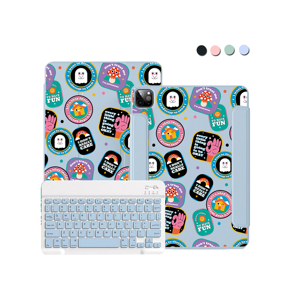 สติ๊กเกอร์ Monster สำหรับ iPad / Android คีย์บอร์ดไร้สายแบบพลิกได้
