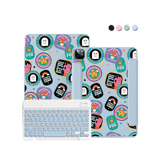 สติ๊กเกอร์ Monster สำหรับ iPad / Android คีย์บอร์ดไร้สายแบบพลิกได้