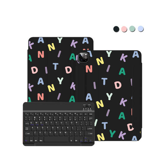 ฝาพับคีย์บอร์ดไร้สายสำหรับ iPad / Android Tab - CUSTOM Monogram 2.0 Rainbow