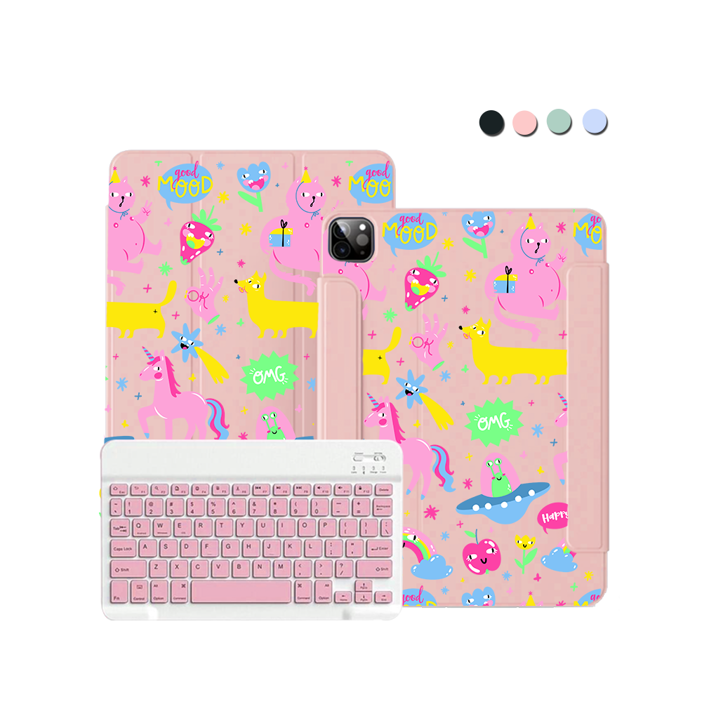 ฝาพับคีย์บอร์ดไร้สายสำหรับ iPad / Android Tab - Monster Say Good Mood