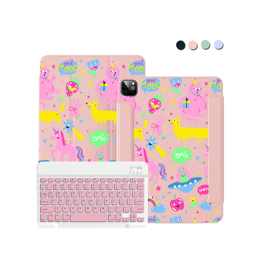 ฝาพับคีย์บอร์ดไร้สายสำหรับ iPad / Android Tab - Monster Say Good Mood