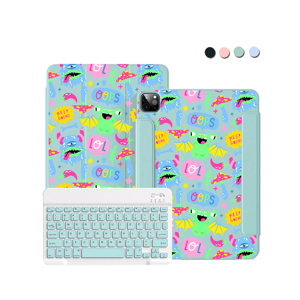 ฝาพับคีย์บอร์ดไร้สายสำหรับ iPad / Android Tab - Monster Say Keep Going