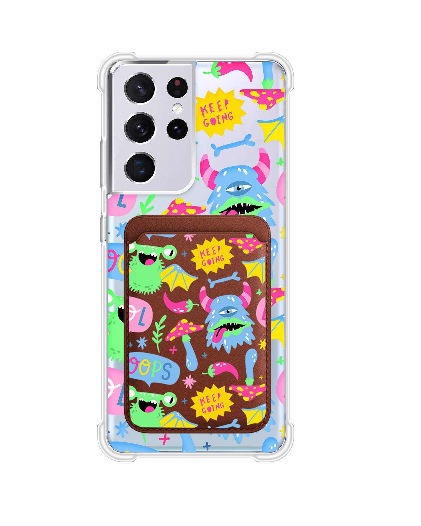 เคสกระเป๋าสตางค์แม่เหล็กสำหรับ Android - Monster Say Keep Going