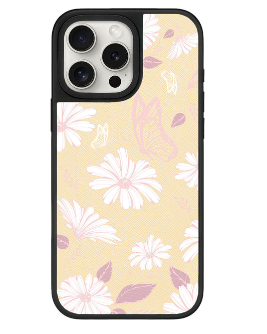 ปลอกหนังสำหรับ iPhone - ลาย Butterfly &amp; Daisy