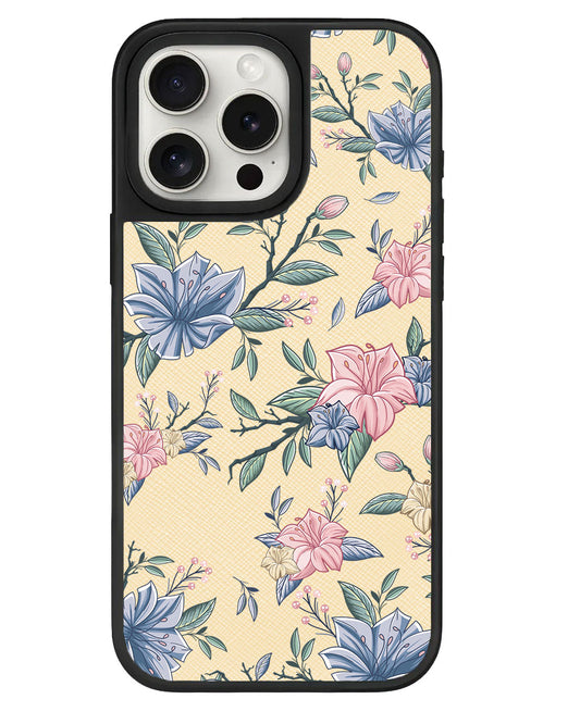 ที่จับหนังสำหรับ iPhone - ลายดอกไม้สีชมพูและน้ำเงิน