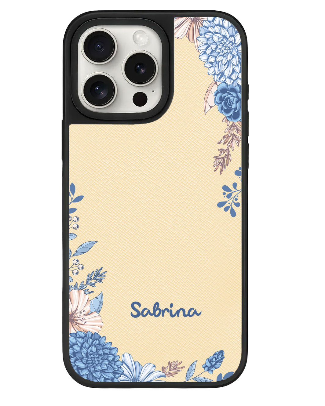 ที่จับหนังสำหรับ iPhone - ลายดอกไม้สีน้ำเงิน
