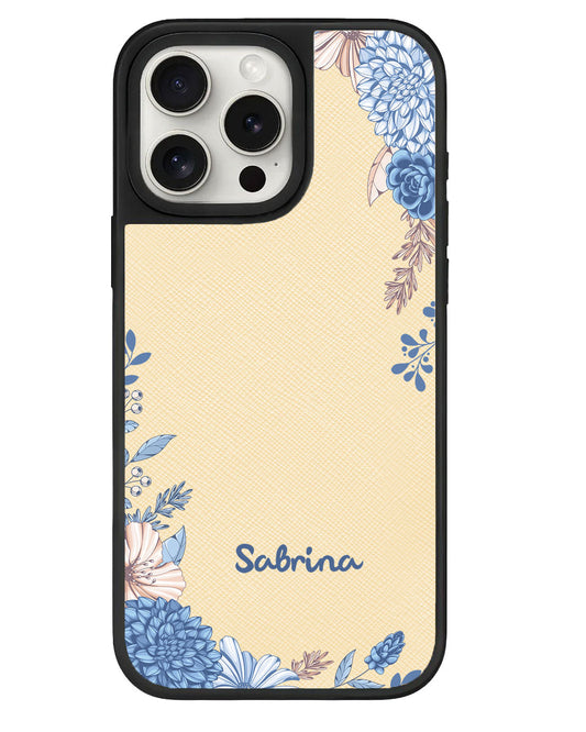 ที่จับหนังสำหรับ iPhone - ลายดอกไม้สีน้ำเงิน