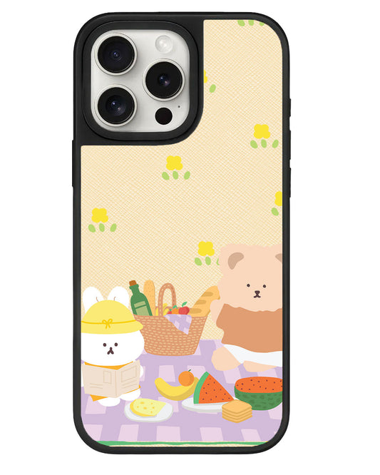 ปลอกหนังสำหรับ iPhone - สี Picnic Bear สีม่วง