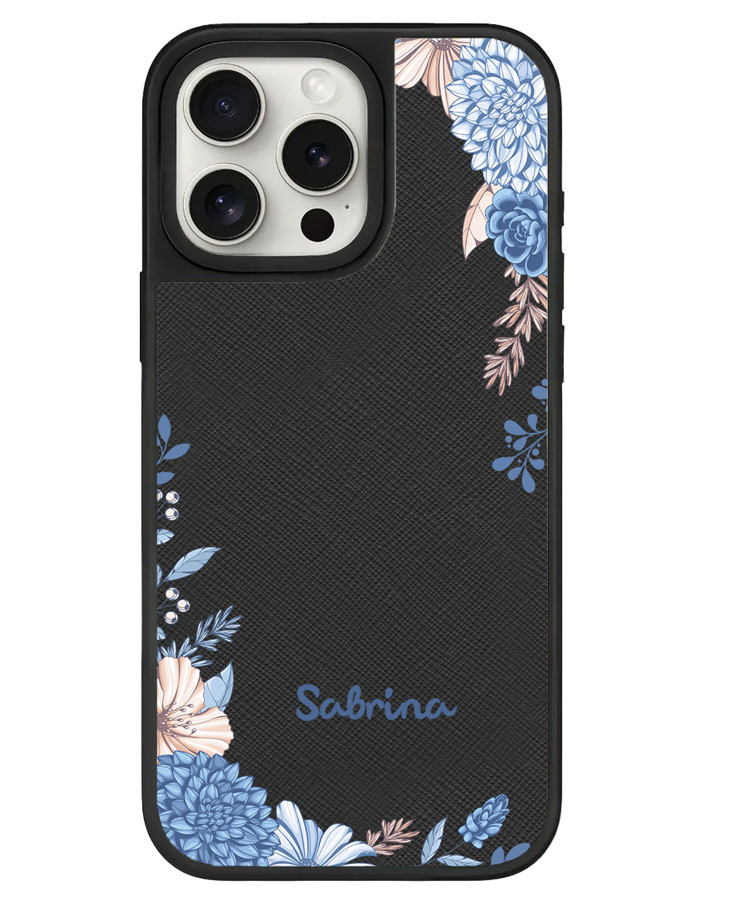 ที่จับหนังสำหรับ iPhone - ลายดอกไม้สีน้ำเงิน