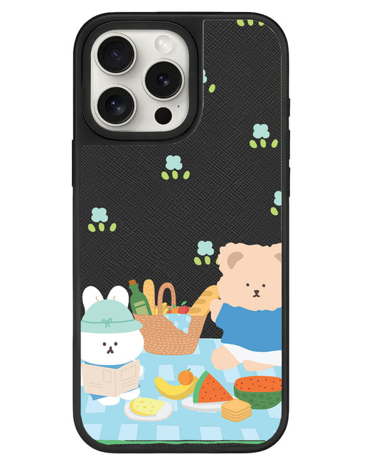 ที่จับหนังสำหรับ iPhone - Picnic Bear Blue