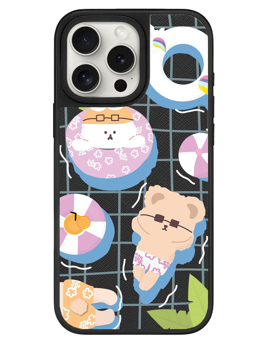 ปลอกหุ้มหนังสำหรับ iPhone - สีชมพู Pool Party
