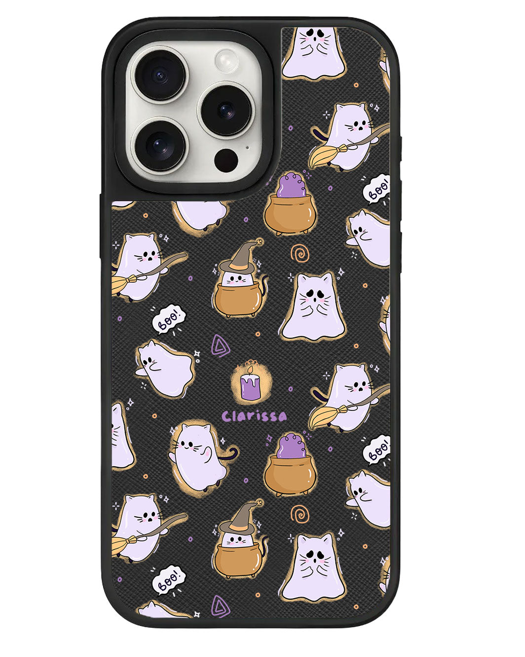 iPhone Leather Grip - Spooky Cat