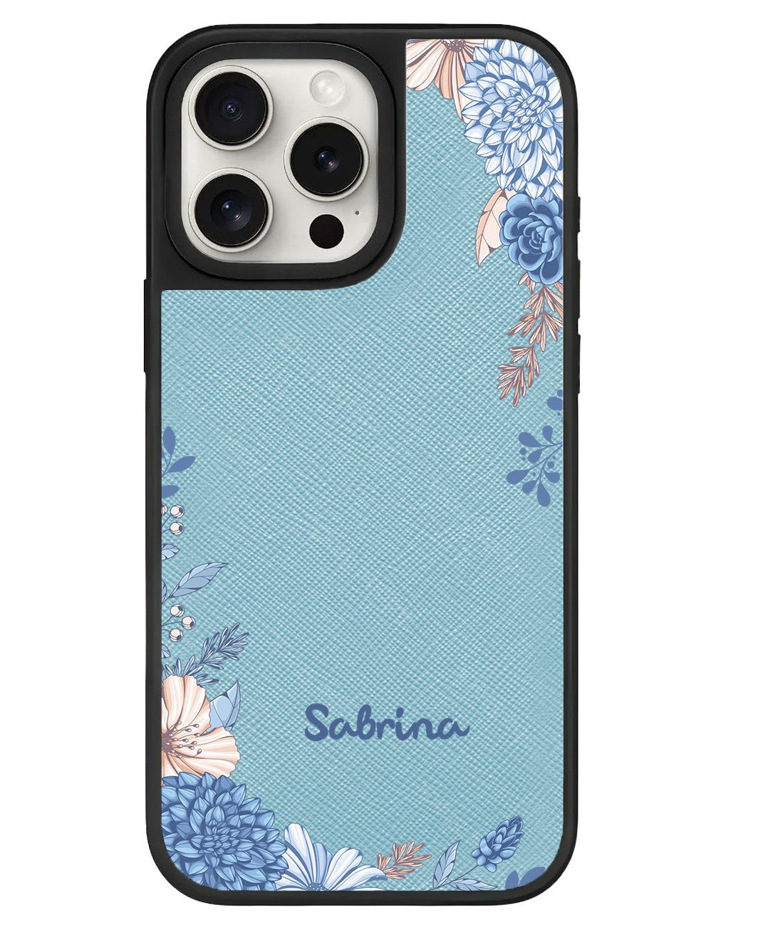 ที่จับหนังสำหรับ iPhone - ลายดอกไม้สีน้ำเงิน