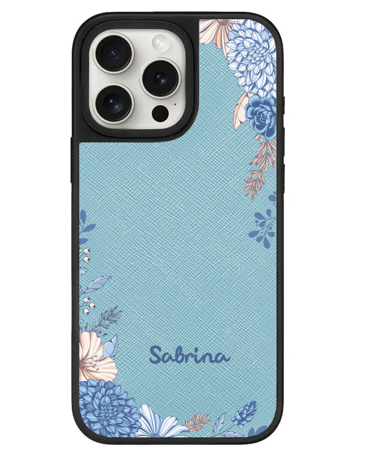 ที่จับหนังสำหรับ iPhone - ลายดอกไม้สีน้ำเงิน