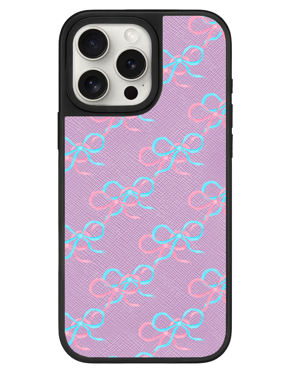 ที่จับหนังสำหรับ iPhone - สีชมพู Coquette และโบว์สีน้ำเงิน