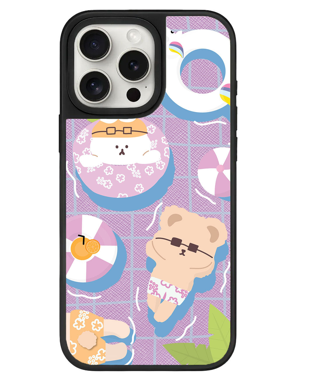 ปลอกหุ้มหนังสำหรับ iPhone - สีชมพู Pool Party