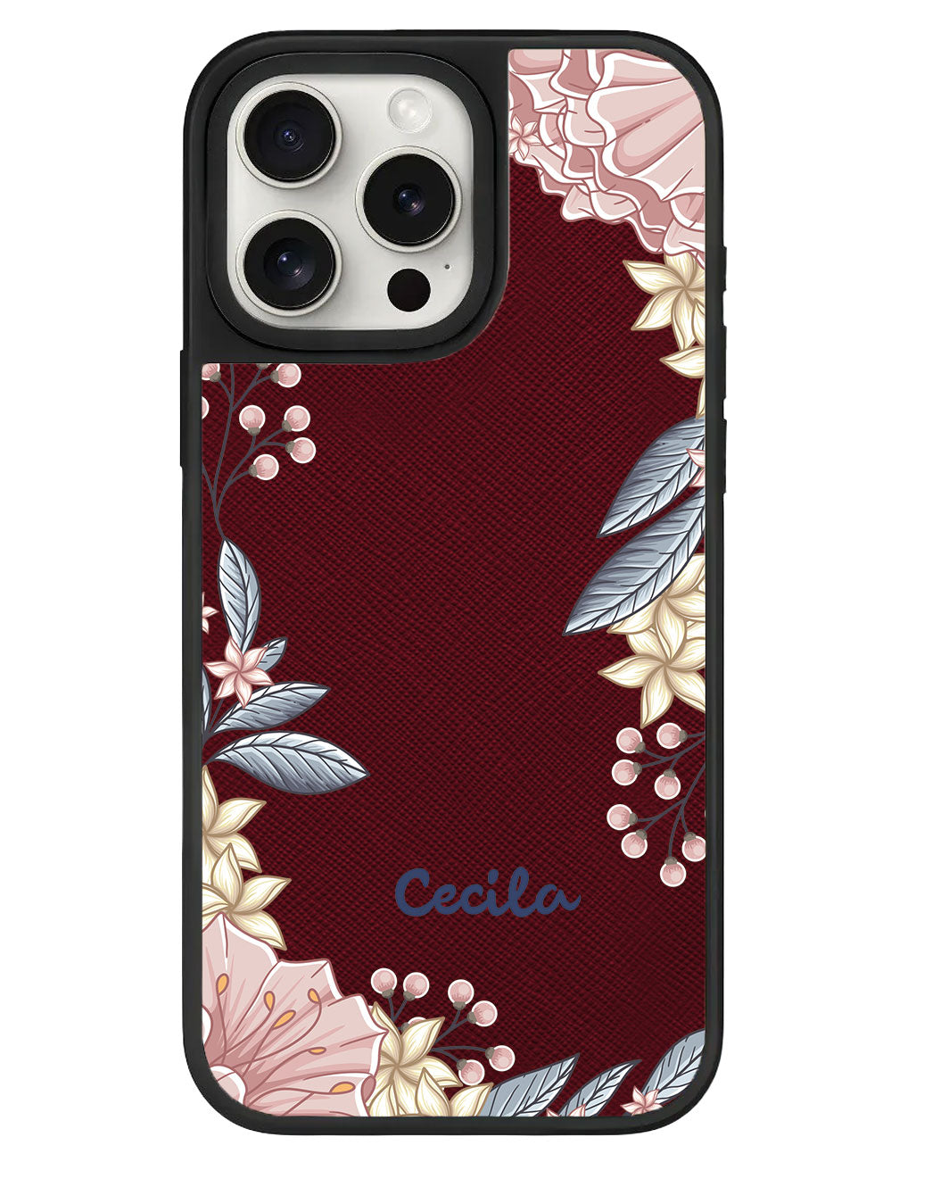ที่จับหนังสำหรับ iPhone - ลายดอกไม้สีชมพู