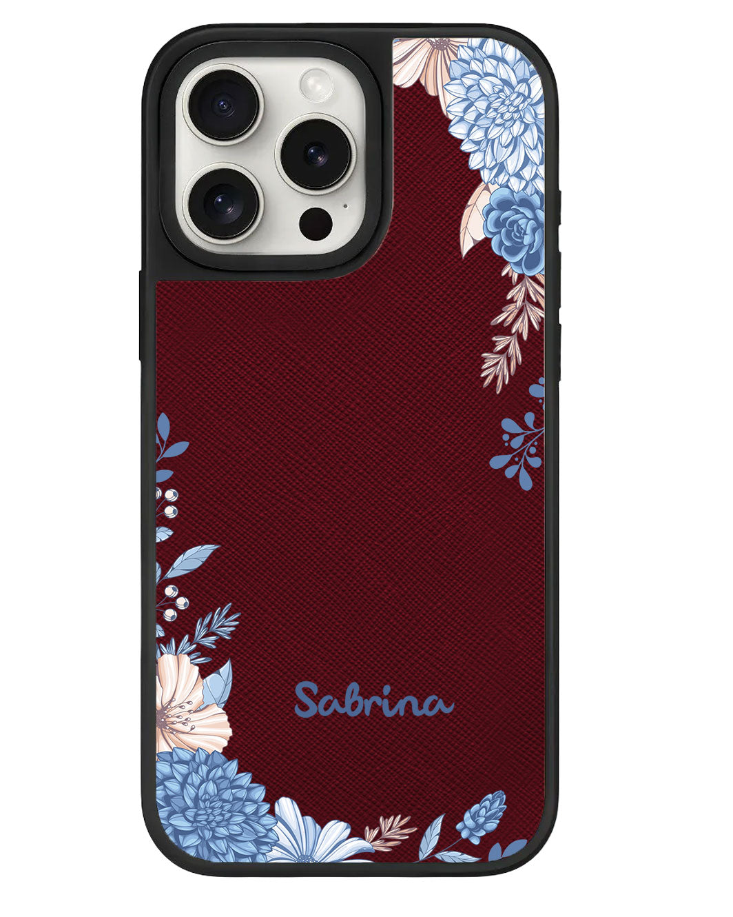 ที่จับหนังสำหรับ iPhone - ลายดอกไม้สีน้ำเงิน