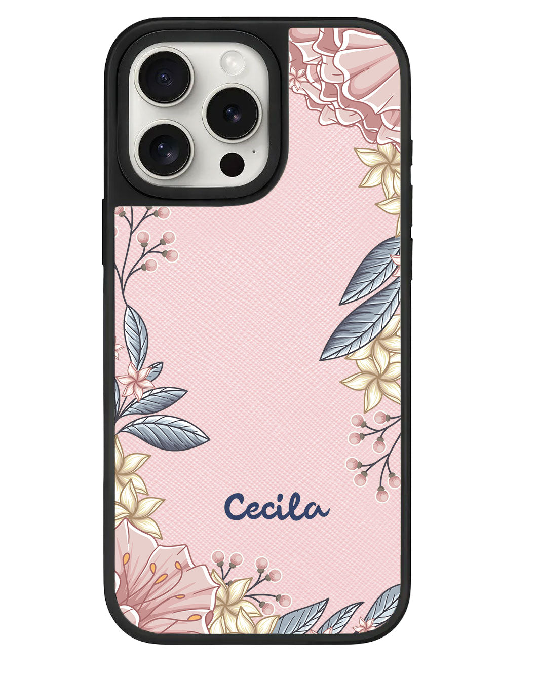 ที่จับหนังสำหรับ iPhone - ลายดอกไม้สีชมพู