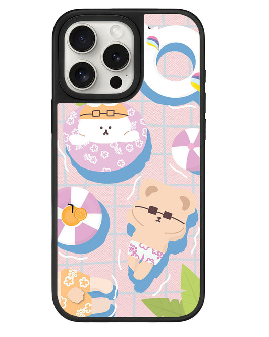 ปลอกหุ้มหนังสำหรับ iPhone - สีชมพู Pool Party