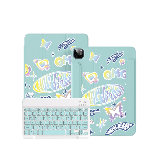 ฝาพับคีย์บอร์ดไร้สายสำหรับ iPad / Android Tab - New Jeans OMG 2.0