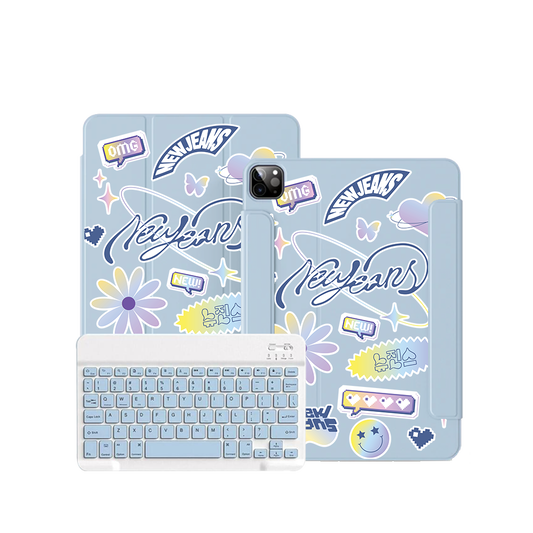 ฝาพับคีย์บอร์ดไร้สายสำหรับ iPad / Android Tab - New Jeans OMG 1.0