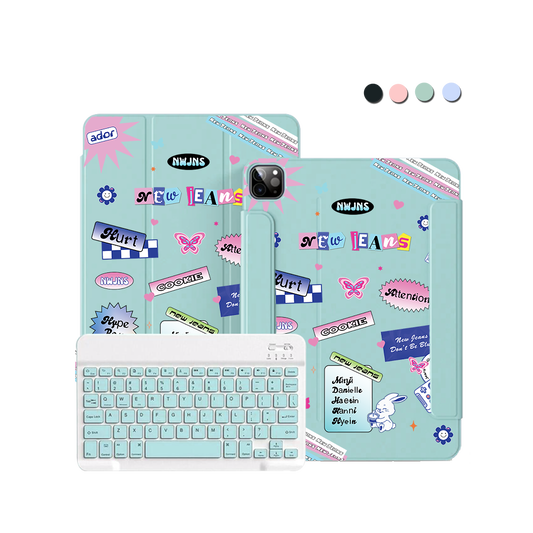 ฝาพับคีย์บอร์ดไร้สายสำหรับ iPad / Android Tab - สติ๊กเกอร์ยีนส์ใหม่