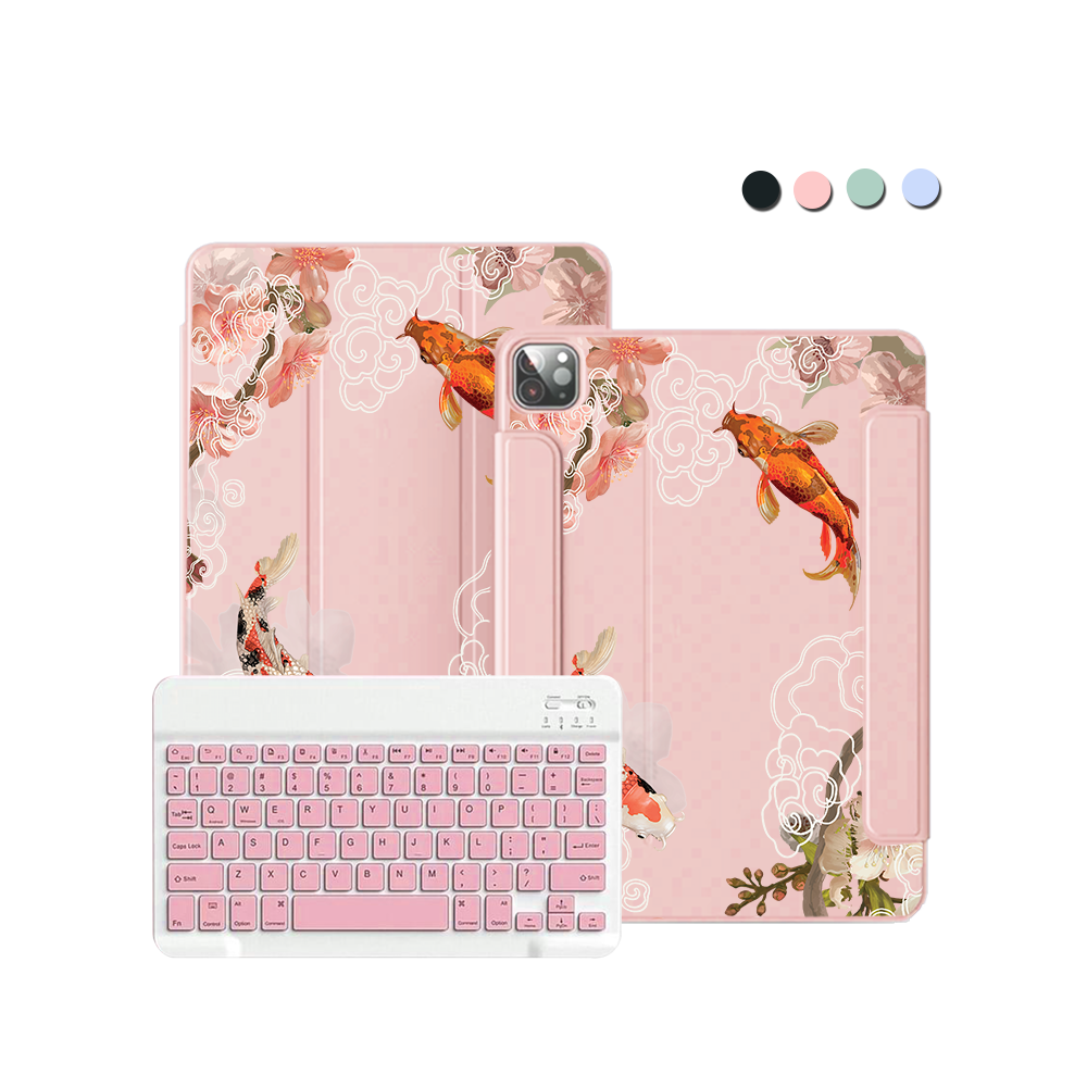ฝาพับคีย์บอร์ดไร้สายสำหรับ iPad / Android - ภาพวาดสีน้ำมัน ปลาคาร์ป