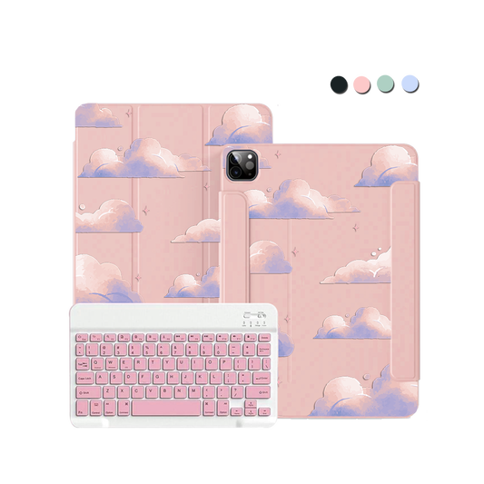 ฝาพับคีย์บอร์ดไร้สายสำหรับ iPad / Android - สีพาสเทลคลาวด์