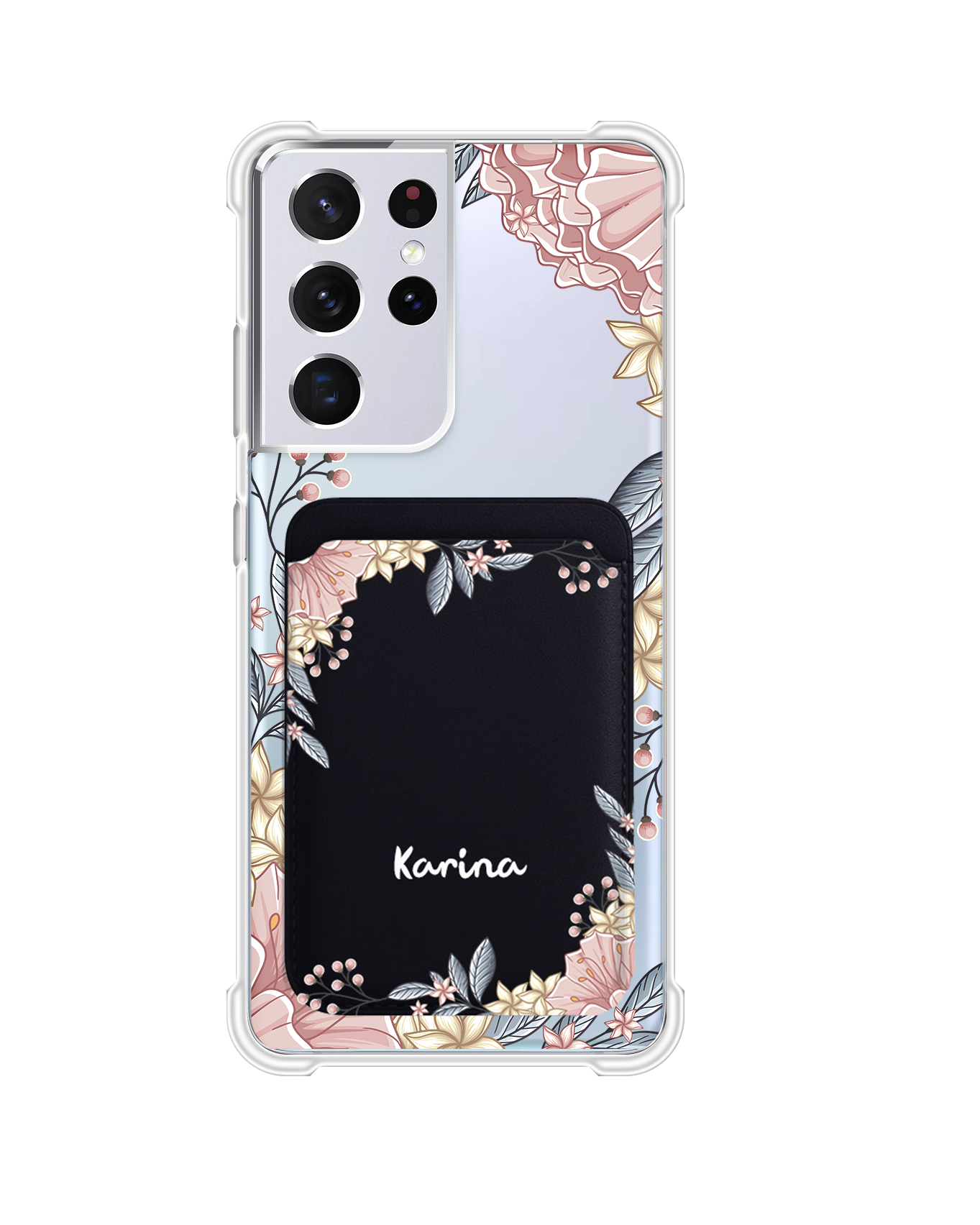 Android Magnetic Wallet Case - Pink Florals