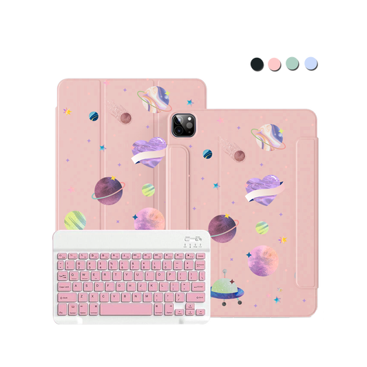 ฝาพับคีย์บอร์ดไร้สายสำหรับ iPad / Android Tab - Pink Planets
