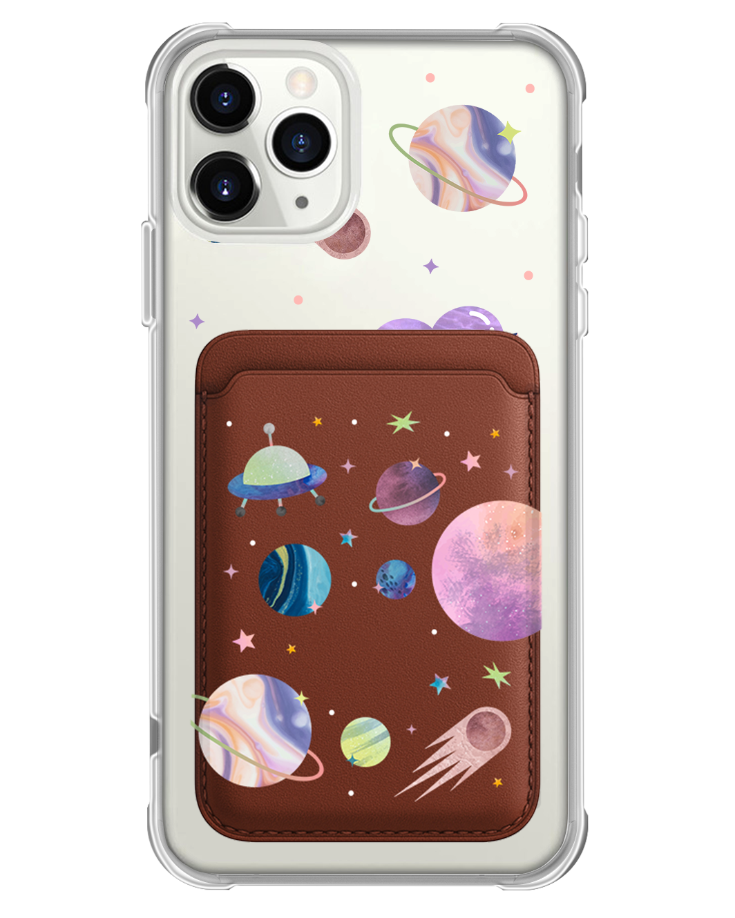 iPhone Magnetic Wallet Case - Pink Planet